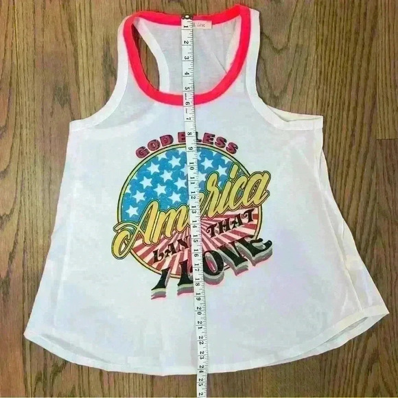 Phil Love Women’s Flowy God Bless America Sleeveless Tank Top Size Small - Picture 4 of 8